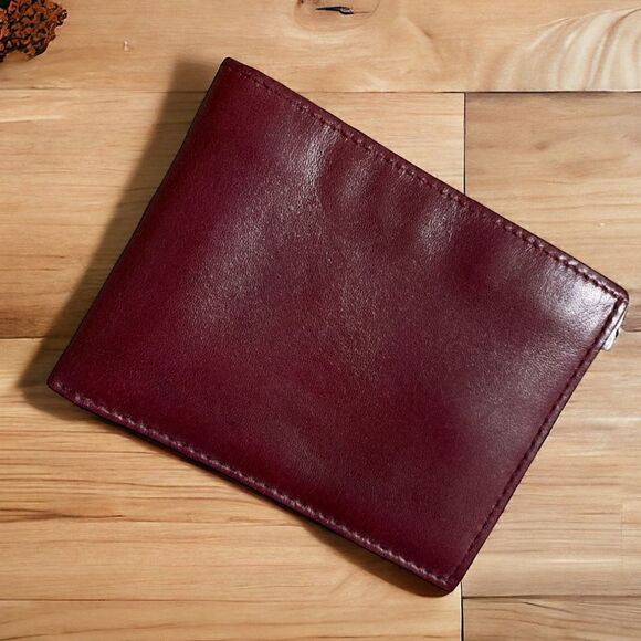 Vintage as new Hand crafted Leather Oxblood Brown Bifold Wallet - Picture 1 of 9